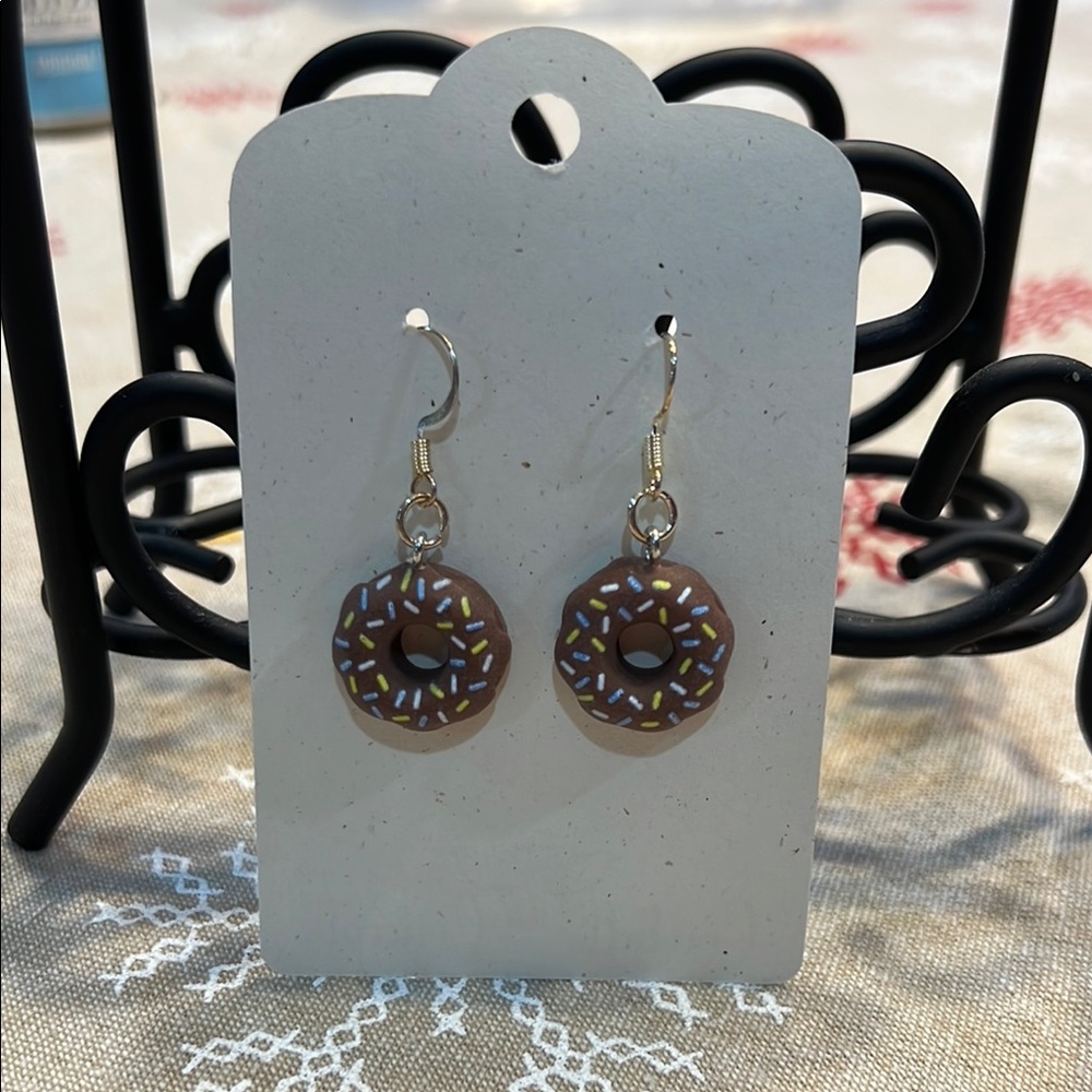 Chocolate Sprinkle Donut Earrings